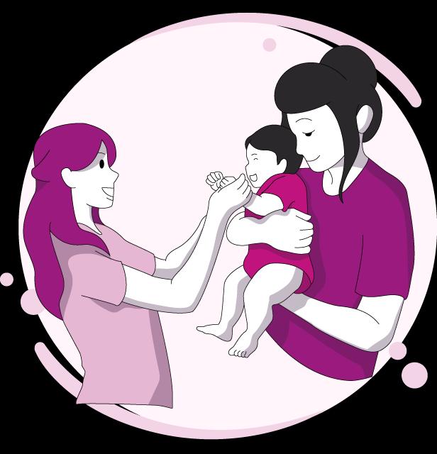 deux femmes avec un bébé