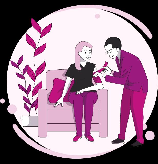 infirmier appliquant un bandage à une patiente